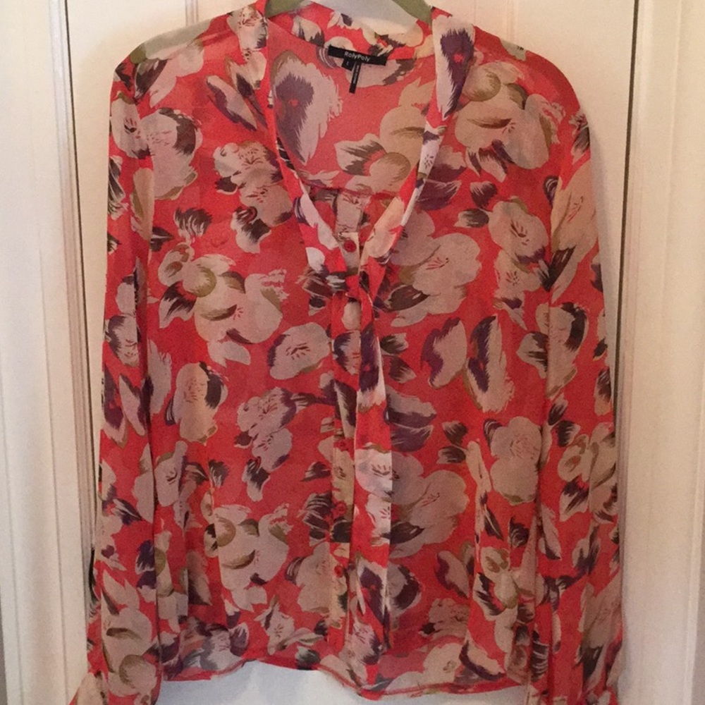 Women’s L Sheer Beautiful Button Down Shirt